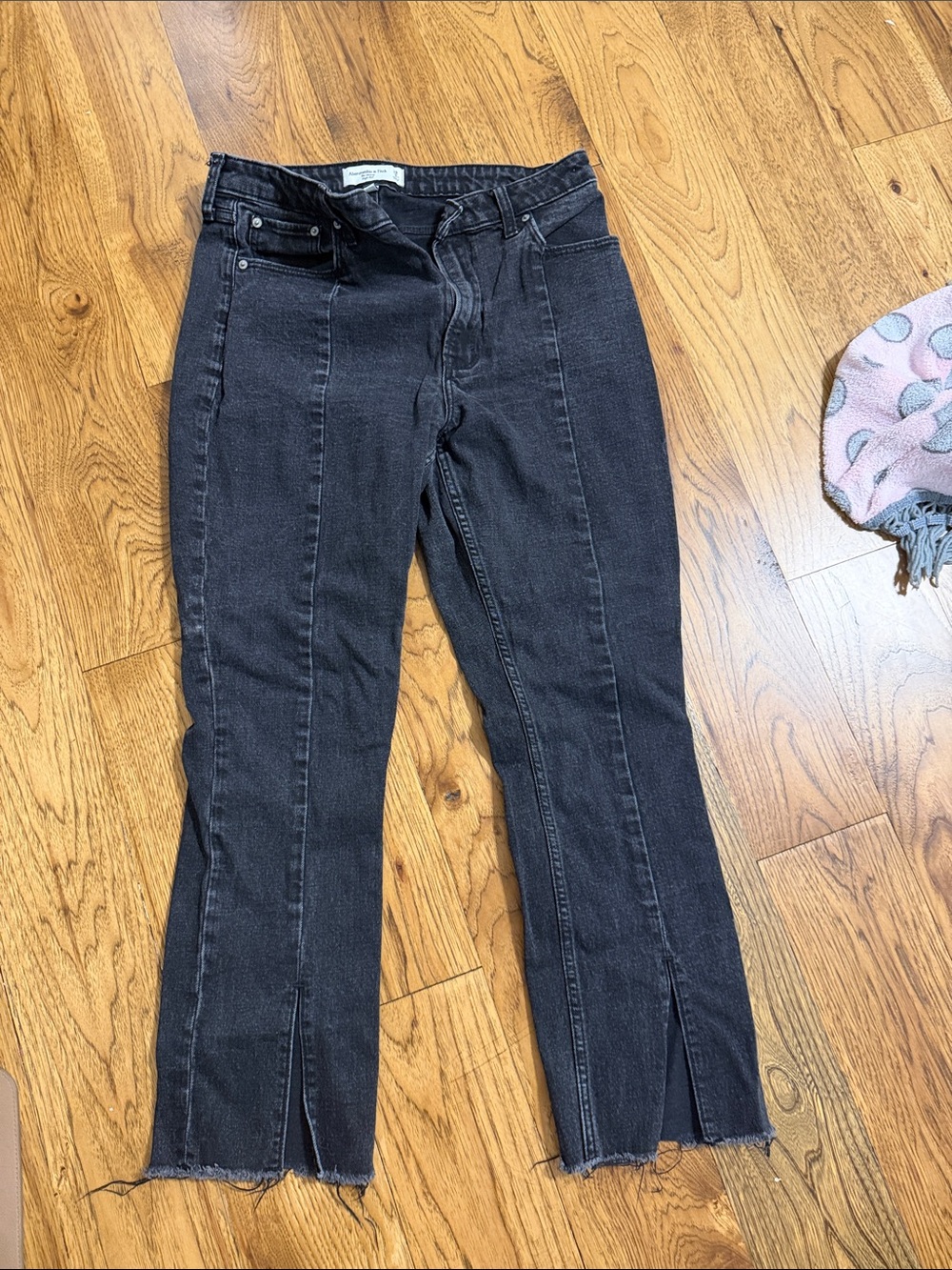 Abercrombie & Fitch Black Split-Hem Wide Leg Jeans